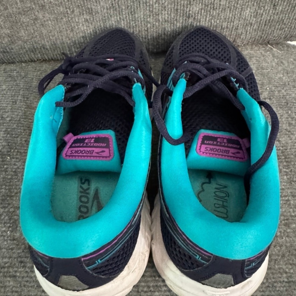 Brooks Addiction 13 Womens Running Shoes Navy Teal Purple Stability Sneakers 10 - Picture 6 of 9